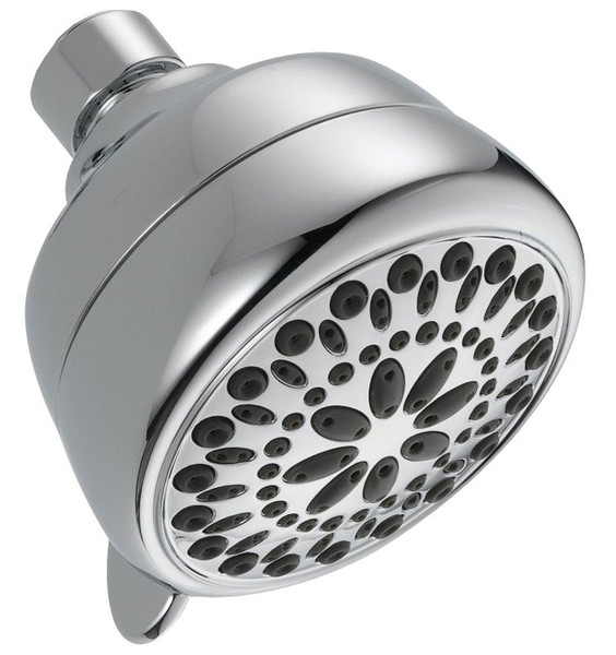 DELTA 75763C Shower Head, Round, 1.75 gpm, 1/2 in Connection, IPS, 7-Spray Function, ABS, Chrome, 3-3/8 in Dia [SKU: ORG0918201]