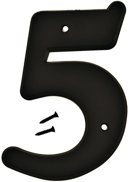 HY-KO 30200 Series 30205 House Number, Character: 5, 6 in H Character, Black Character, Plastic [SKU: ORG6055792]