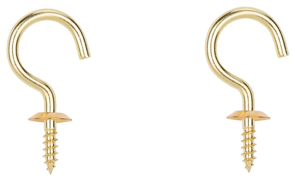 ProSource Cup Hook, 3/4 in Opening, 4.5 mm Thread, 2-1/16 in L, Brass, Brass [SKU: ORG5746128]