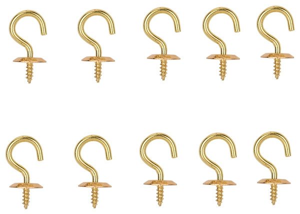 ProSource Cup Hook, 9/32 in Opening, 2.5 mm Thread, 7/8 in L, Brass, Brass [SKU: ORG5753439]