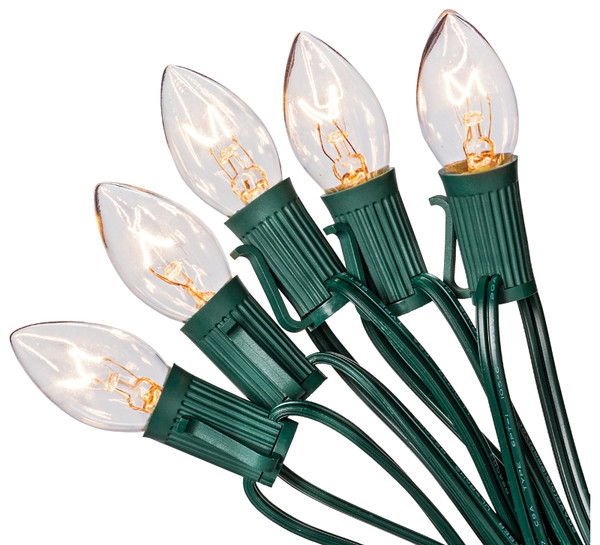 Santas Forest 03161/U00Z125A Light Set, Christmas, 120 V, 125 W, 25-Lamp, C7 Incandescent Lamp, Clear Lamp [SKU: ORG8568842]