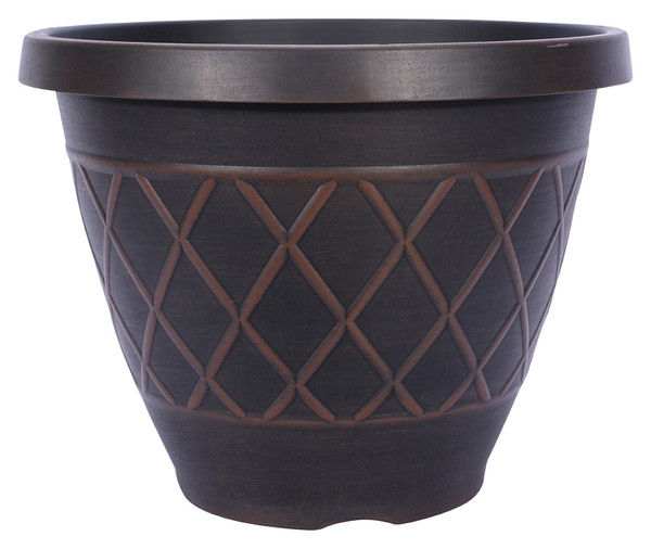 Southern Patio HDR-054832 Planter, Round, Resin, Brown [SKU: ORG8249146]
