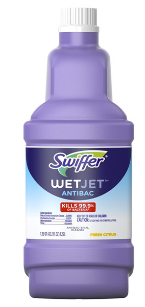 Swiffer WetJet 77812 Multi-Surface Cleaner Solution Refill, 1.25 L Bottle, Liquid, Sweet Citrus, Zest, Clear [SKU: ORG0778142]