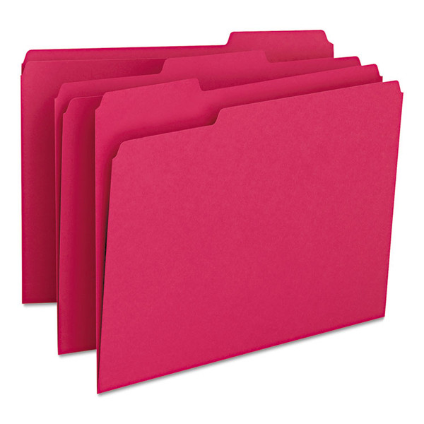 Colored File Folders, 1/3-Cut Tabs: Assorted, Letter Size, 0.75" Expansion, Red, 100/Box [SKU: SMD12743]