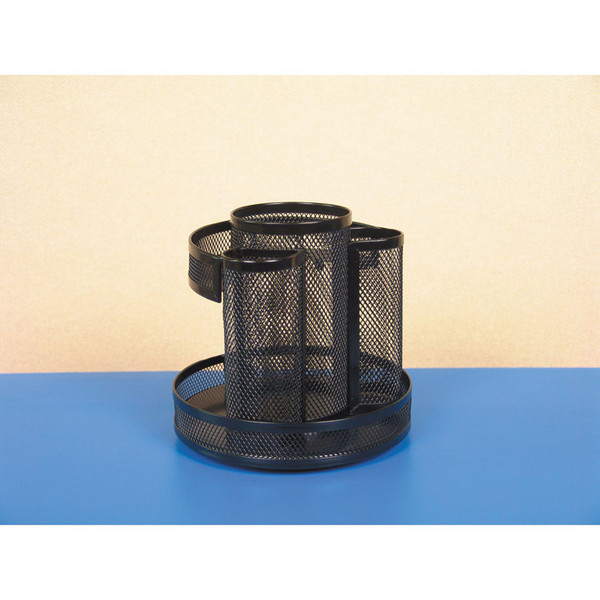 Metal Mesh Rotating Desktop Organizer, 8 Compartments, Metal Mesh, 6.5" Diameter x 6.13"h, Black [SKU: UNV20022]