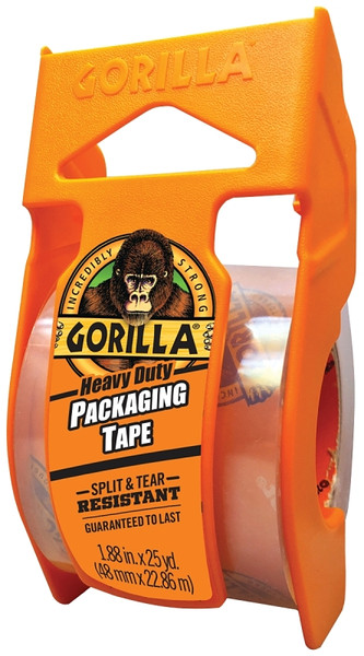 Gorilla 6034002 Packaging Tape, 25 yd L, 1.88 in W, Clear [SKU: ORG5122031]