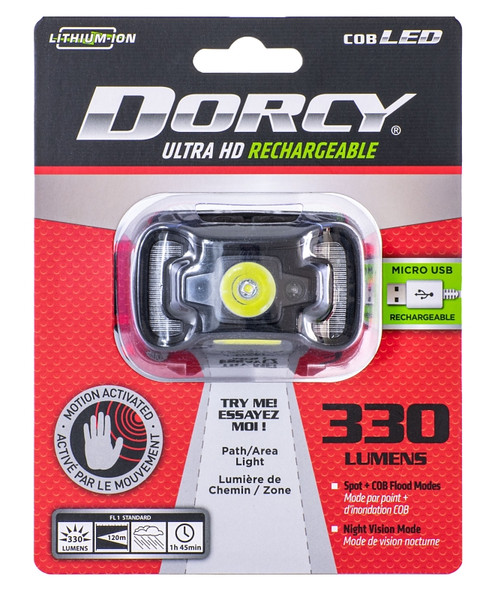 Dorcy 41-4359 Rechargeable Headlamp, 1800 mAh, Lithium-Ion Battery, LED Lamp, 330 Lumens, Spot Beam, 200 m Beam Distance [SKU: ORG7414212]
