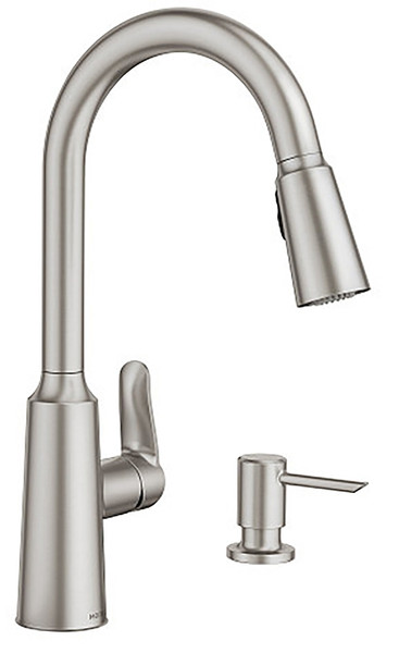 Moen Edwyn Series 87028SRS Pull-Down Kitchen Faucet, 1.5 gpm, 1-Faucet Handle, 1, 4-Faucet Hole, Stainless Steel [SKU: ORG4374955]