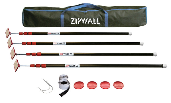 ZIPWALL ZipPole ZP4 Dust Barrier Pole, Spring-Loaded, 10 ft L, Stainless Steel [SKU: ORG9772625]
