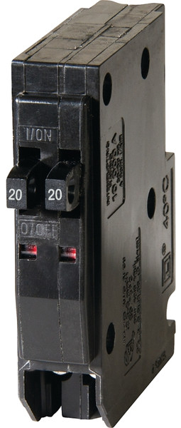 Square D QO QO2020CP Circuit Breaker, Mini, Tandem, 20 A, 1 -Pole, 120/240 V, Plug Mounting, Black [SKU: ORG5841564]