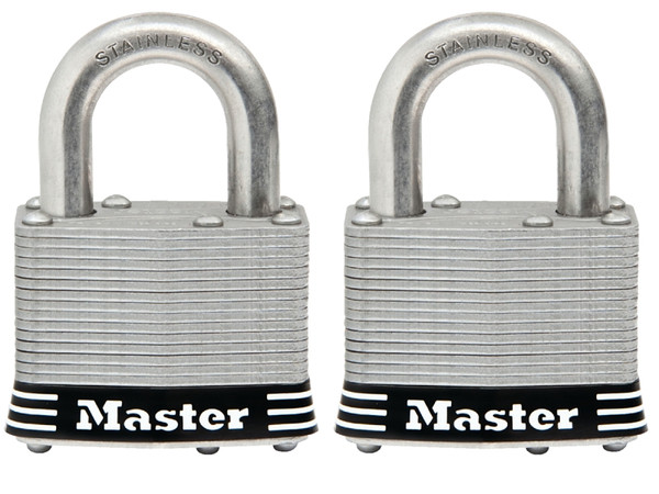 Master Lock 5SSTHC Keyed Padlock Set, Keyed Alike Key, 3/8 in Dia Shackle, 1 in H Shackle, Stainless Steel Shackle [SKU: ORG7133549]