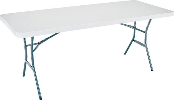 Lifetime Products 5011 Fold-in-Half Table, Steel Frame, Polyethylene Tabletop, Gray/White [SKU: ORG0829309]