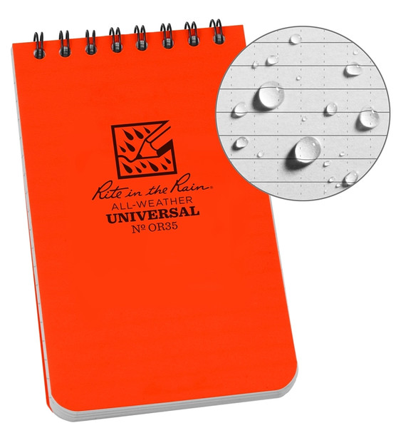 Rite in the Rain OR35 Pocket Sized Notebook, Universal Pattern Sheet, 3 x 5 in Sheet, 50-Sheet, Gray Sheet [SKU: ORG7455892]