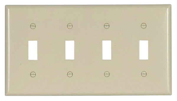 EATON 2154LA-BOX Switch Wallplate, 4-1/2 in L, 8.19 in W, 4 -Gang, Thermoset, Light Almond [SKU: ORG4249215]