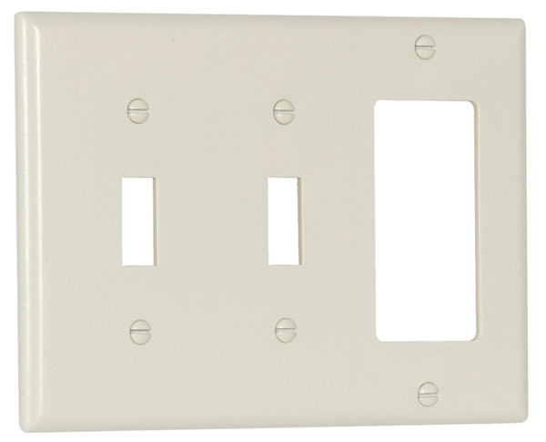 Eaton Wiring Devices 2173LA Combination Wallplate, 4-1/2 in L, 2-3/4 in W, Standard, 3 -Gang, Thermoset [SKU: ORG7211220]