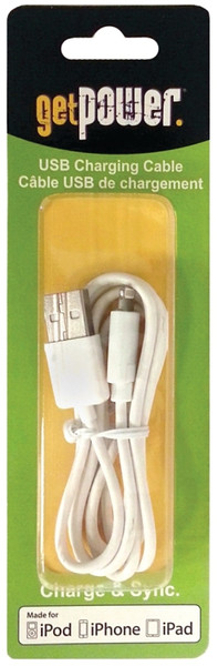 GetPower GP-USB-IPH5 USB Charging and Sync Cable, White, 3 ft L [SKU: ORG4775805]