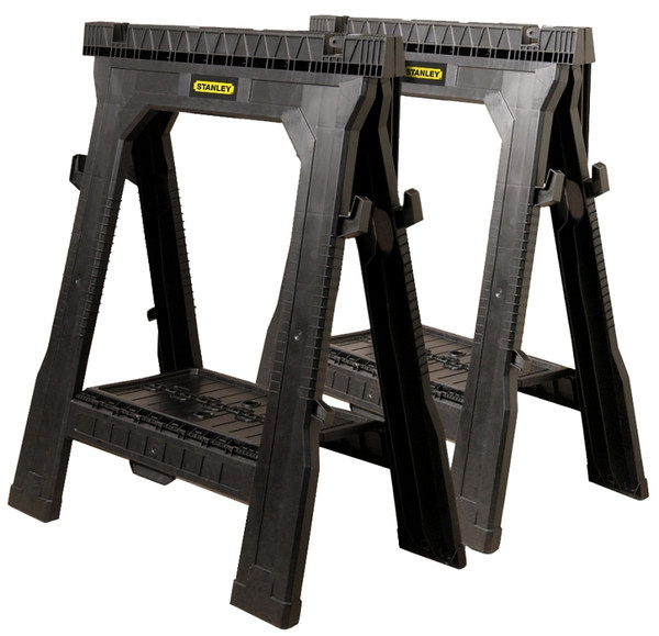 STANLEY 060864R Portable Folding Sawhorse, 1000 lb, 2-1/8 in W, 32 in H, 26-7/8 in D, Plastic [SKU: ORG6375372]