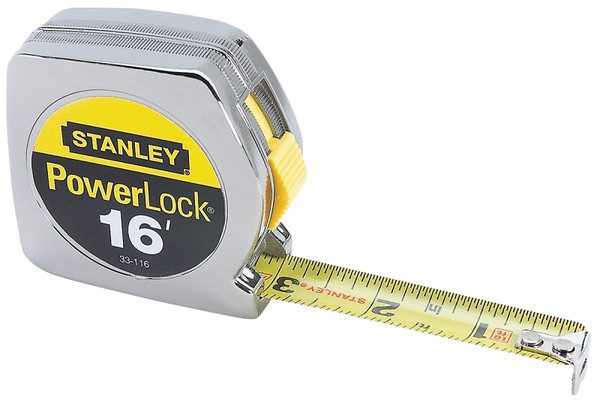 STANLEY 33-116 Measuring Tape, 16 ft L Blade, 3/4 in W Blade, Steel Blade, ABS Case, Chrome Case [SKU: ORG6461032]