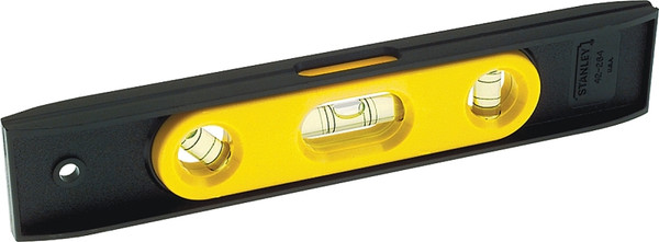 STANLEY 42-264 Torpedo Level, 9 in L, 3-Vial, 1-Hang Hole, Magnetic, Plastic, Black [SKU: ORG6597801]