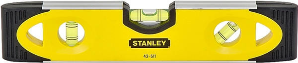 STANLEY 43-511 Torpedo Level, 9 in L, 3-Vial, 2-Hang Hole, Magnetic, Aluminum [SKU: ORG6063903]