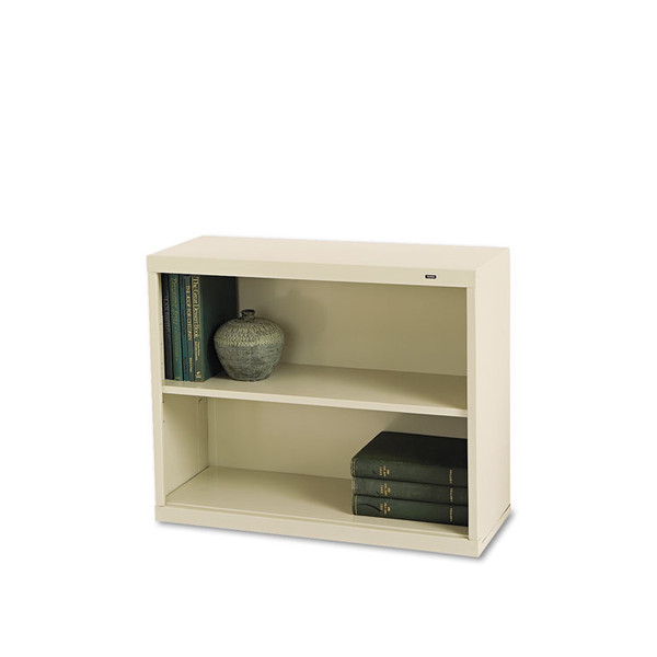 Metal Bookcase, Two-Shelf, 34.5w x 13.5d x 28h, Putty [SKU: TNNB30PY]