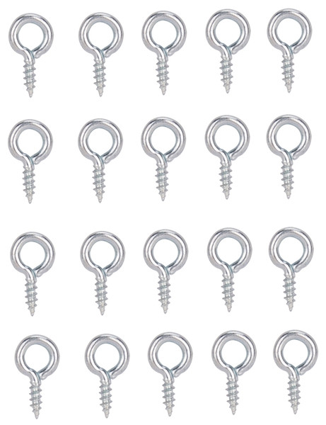 ProSource LR-236-PS Screw Eye, 2 mm Dia Wire, 2.5 mm Thread, 15/64 in L Thread, 5/8 in OAL, Steel, Zinc [SKU: ORG5776208]