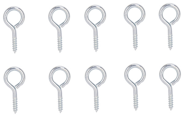 ProSource LR-209-PS Screw Eye, 2.5 mm Dia Wire, 3.2 mm Thread, 25/64 in L Thread, 1-3/16 in OAL, Steel, Zinc [SKU: ORG5779103]