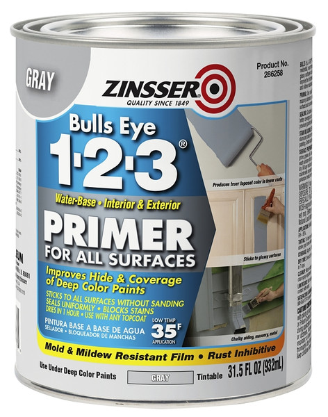 ZINSSER 286258 Primer, Gray, 1 qt [SKU: ORG5867205]