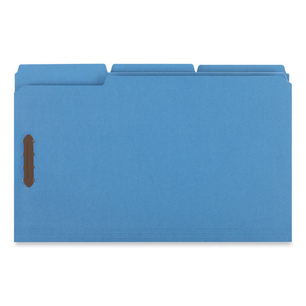 Deluxe Reinforced Top Tab Fastener Folders, 0.75" Expansion, 2 Fasteners, Legal Size, Blue Exterior, 50/Box [SKU: UNV13525]