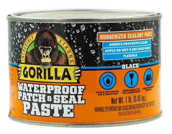 Gorilla 109404 Patch and Seal Rubberized Sealant, Paste, Black, 1 lb [SKU: ORG5123153]