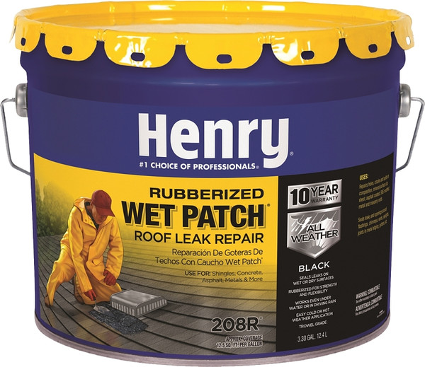 Henry Wet Patch 208 HE208R061 Roof Cement, Black, Liquid, 3.5 gal Can [SKU: ORG2299931]