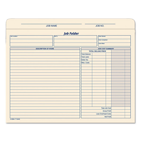 Job Folder, Straight Tabs, Letter Size, Manila, 20/Pack [SKU: TOP3440]