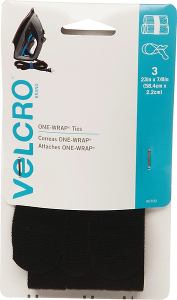 VELCRO Brand One Wrap 90700 Fastener, 7/8 in W, 23 in L, Nylon/Polypropylene, Black [SKU: ORG3532447]