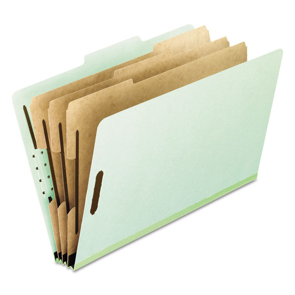 Eight-Section Pressboard Classification Folders, 3" Expansion, 3 Dividers, 8 Fasteners, Letter Size, Green Exterior, 10/Box [SKU: PFX17174]