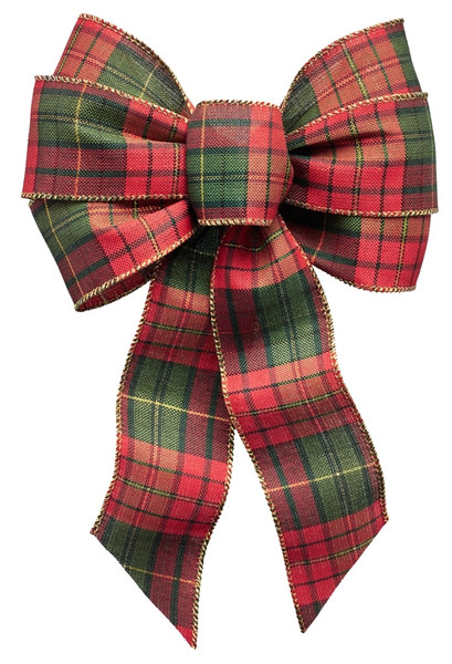 Holidaytrims 6123 Gift Bow, 8-1/2 x 14 in, Hand Tied Design, Cloth, Black/Green/Gold/Red [SKU: ORG2226199]