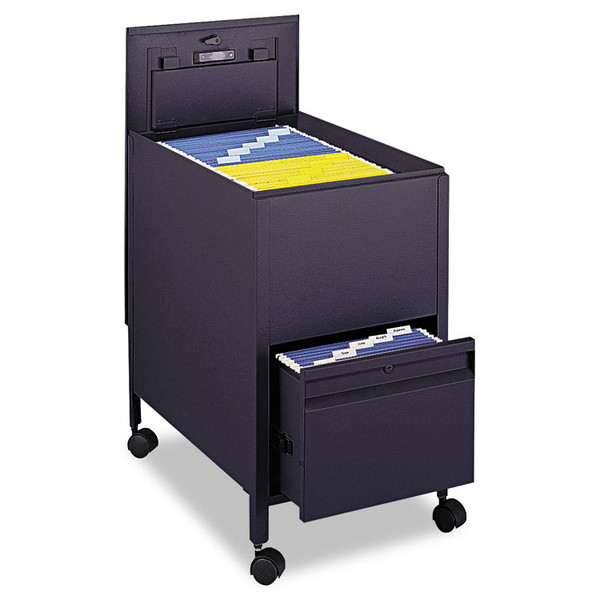Locking Mobile Tub File with Drawer, Letter Size, Metal, 1 Drawer, 1 Bin, 17" x 26" x 28", Black [SKU: SAF5364BL]