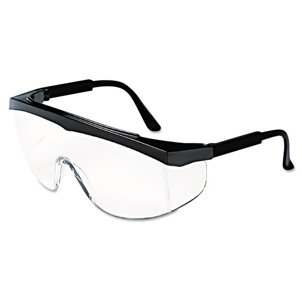 Stratos Safety Glasses, Black Frame, Clear Lens, 12/Box [SKU: CRWSS110]