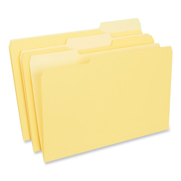 Interior File Folders, 1/3-Cut Tabs: Assorted, Legal Size, 11-pt Stock, Yellow, 100/Box [SKU: UNV15304]