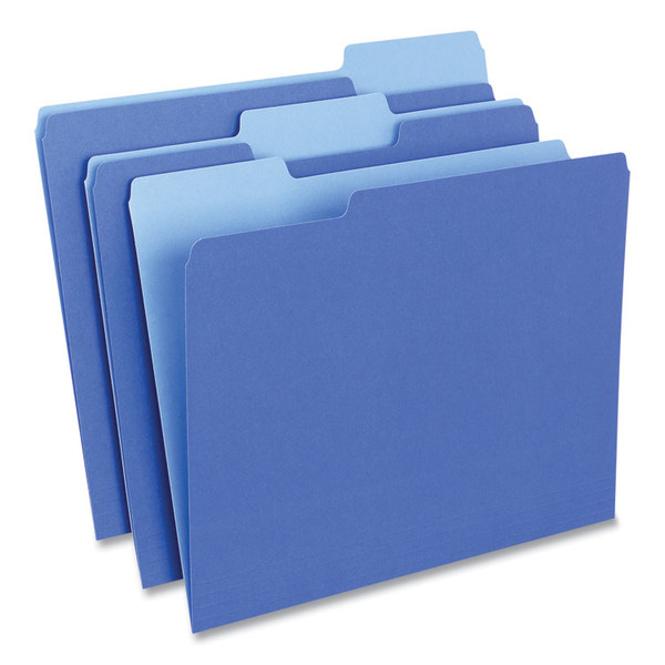 Interior File Folders, 1/3-Cut Tabs: Assorted, Letter Size, 11-pt Stock, Blue, 100/Box [SKU: UNV12301]