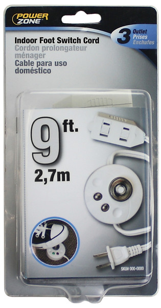 PowerZone Extension Cord, 16 AWG Cable, 1-15P Polarized Plug, 1-15R Polarized Receptacle, 9 ft L, 13 A [SKU: ORG4135273]