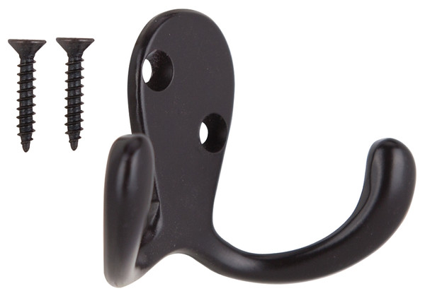 ProSource 23263ORBB3L-PS Coat and Hat Hook, 22 lb, 2-Hook, 7/8 in Opening, Zinc, Oil-Rubbed Bronze [SKU: ORG2367852]