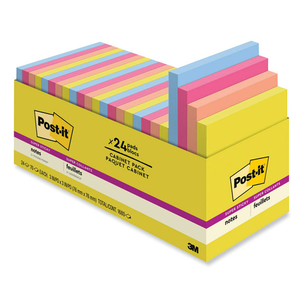 Note Pads in Summer Joy Collection Colors, 3" x 3", Summer Joy Collection Colors, 70 Sheets/Pad, 24 Pads/Pack [SKU: MMM65424SSJOYCP]