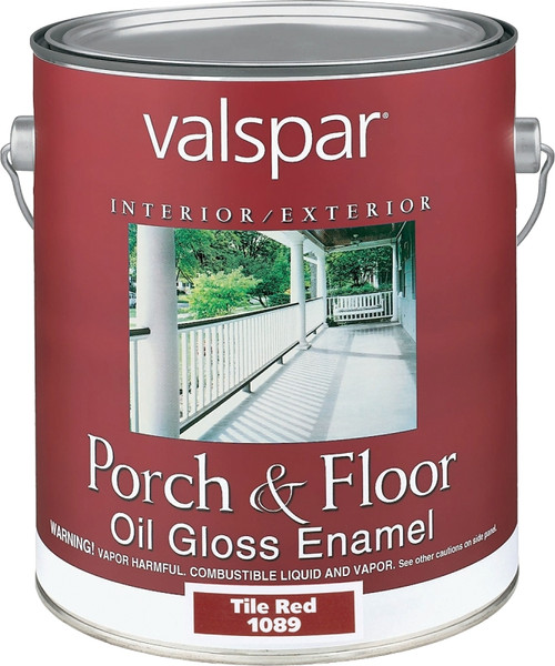 Valspar 027.0001089.007 Porch and Floor Enamel Paint, High-Gloss, Tile Red, 1 gal [SKU: ORG6380877]