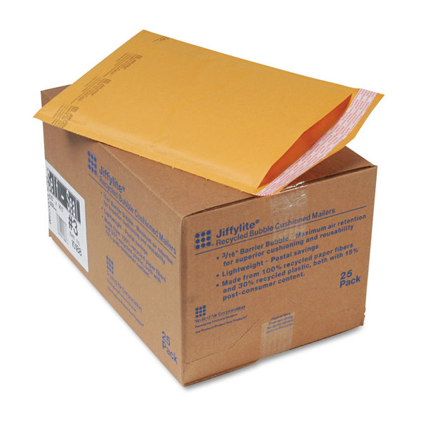 Jiffylite Self-Seal Bubble Mailer, #3, Barrier Bubble Air Cell Cushion, Self-Adhesive Closure, 8.5 x 14.5, Brown Kraft, 25/CT [SKU: SEL10188]