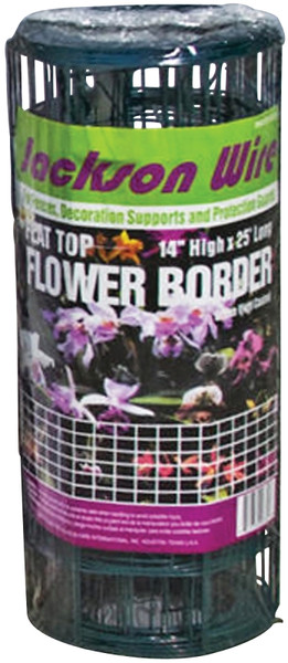 Jackson Wire 13015330 Flower Fence, 25 ft L, 14 in H, Galvanized Steel, Green [SKU: ORG4230231]