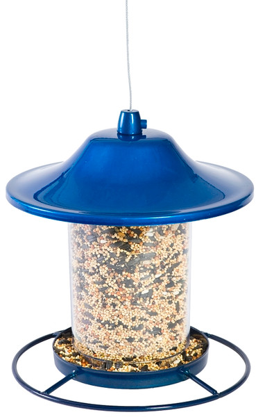 Perky-Pet 312B Panorama Bird Feeder, 9 in H, Perch, 2 lb, Blue, Powder-Coated Blue Sparkle [SKU: ORG3042827]
