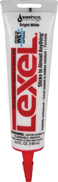 Lexel 13033 Elastic Sealant, White, 7 days Curing, 0 to 120 deg F, 5 oz Squeeze Tube [SKU: ORG6712236]