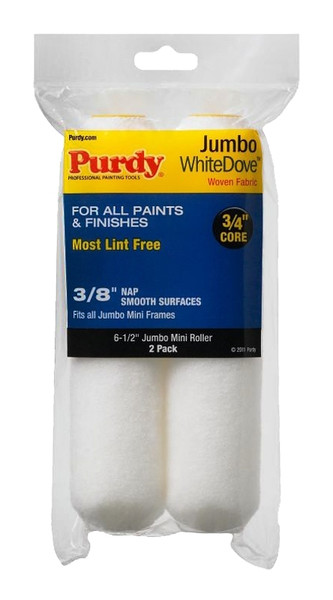 Purdy White Dove 14G626012 Jumbo Mini Roller Cover, 3/8 in Thick Nap, 6-1/2 in L, Dralon Fabric Cover [SKU: ORG0179291]
