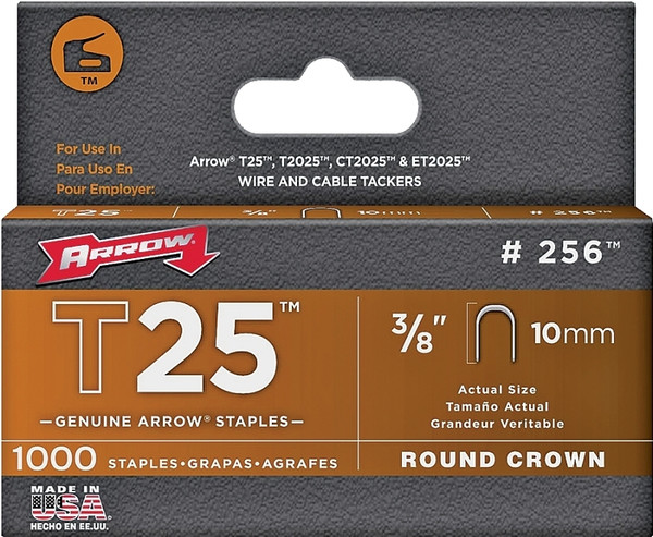 Arrow 256 Round Crown Staple, 5/16 in W Crown, 3/8 in L Leg, Steel [SKU: ORG4158796]