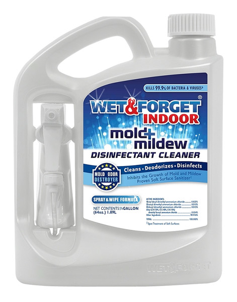 WET & FORGET 802064 Mold and Mildew Disinfectant Cleaner, 64 oz, Liquid, Bland, Clear [SKU: ORG9781733]